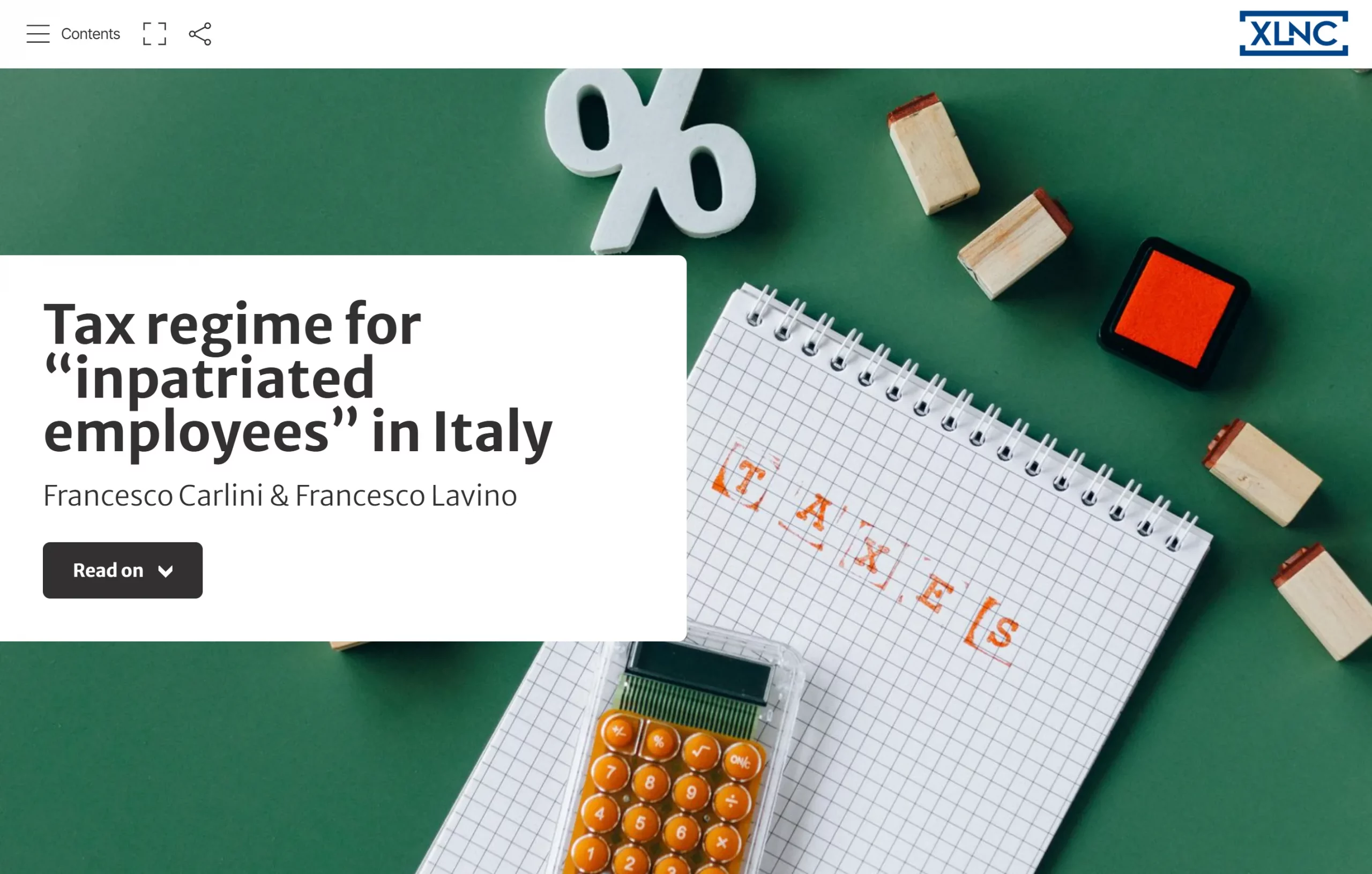 Tax regime for “inpatriated employees” in Italy